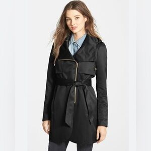 French Connection Tulip Hem Hooded Coat *missing belt
